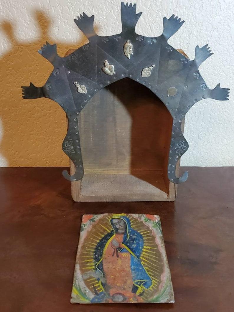 North American 19th Century Spanish Colonial Our Lady of Guadalupe Retablo For Sale