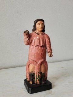 19th Century Spanish Colonial Religious Folk Art Santo Altar Figure