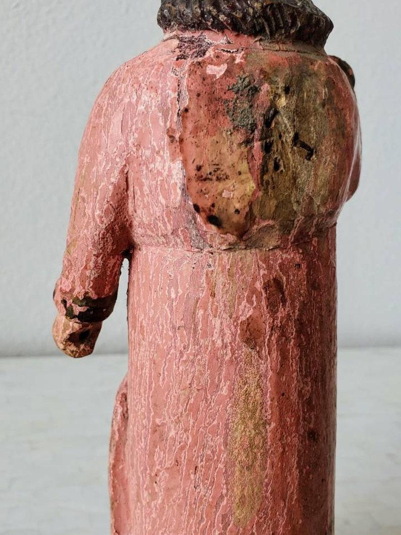 Sculpté à la main Figure d'autel saint du 19ème siècle d'art populaire religieux colonial espagnol en vente