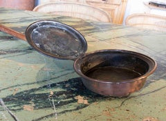 19th Century Spanish Copper Bedwarmer with Wooden Handle
