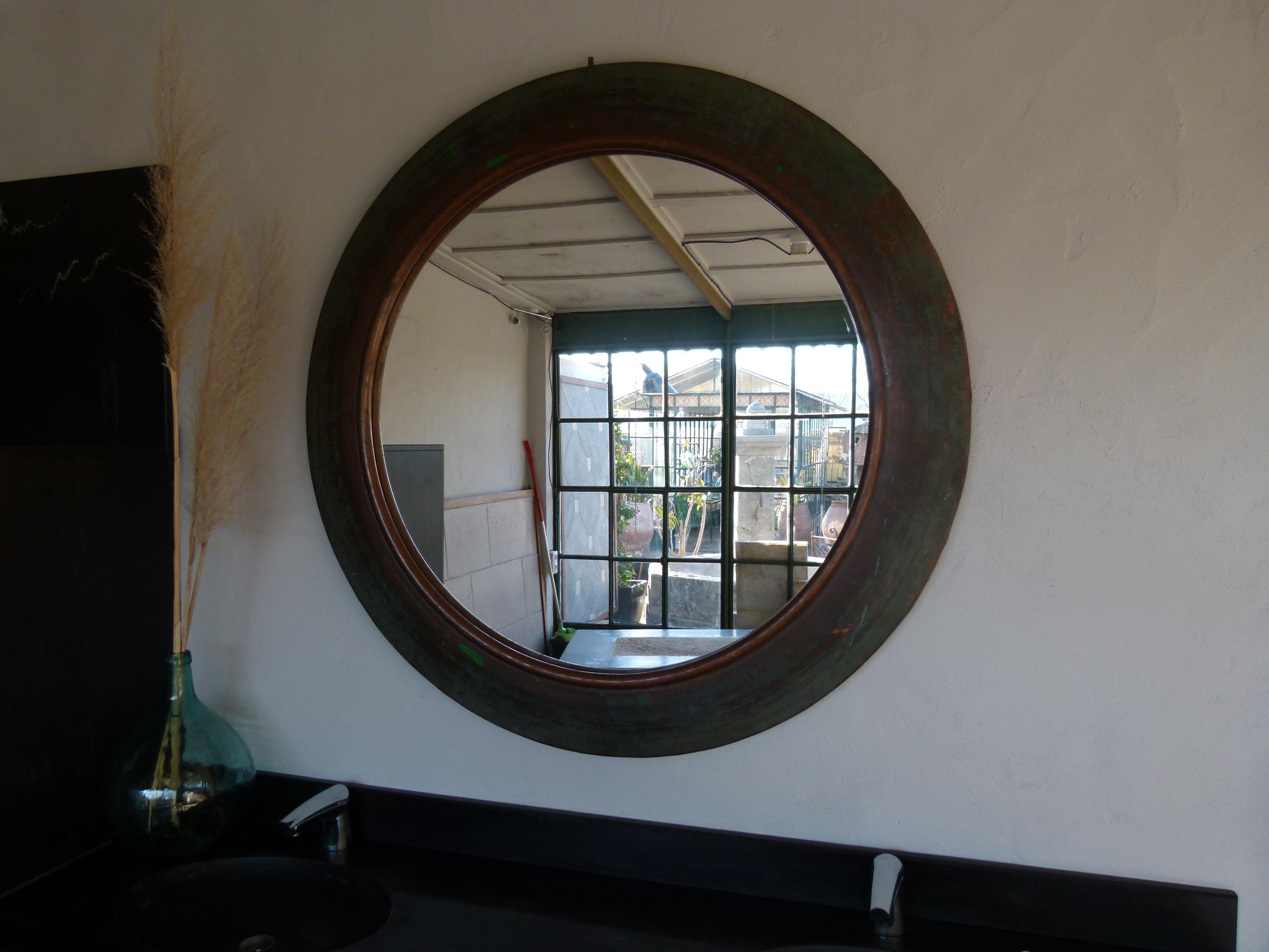 20th Century 19th Century Copper Circular Framed Wall Mirror