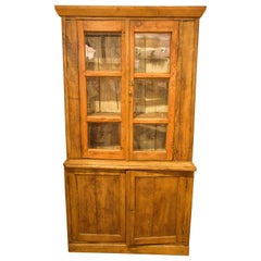 19th Century Spanish Cupboard or Bookcase with Glass Vitrine