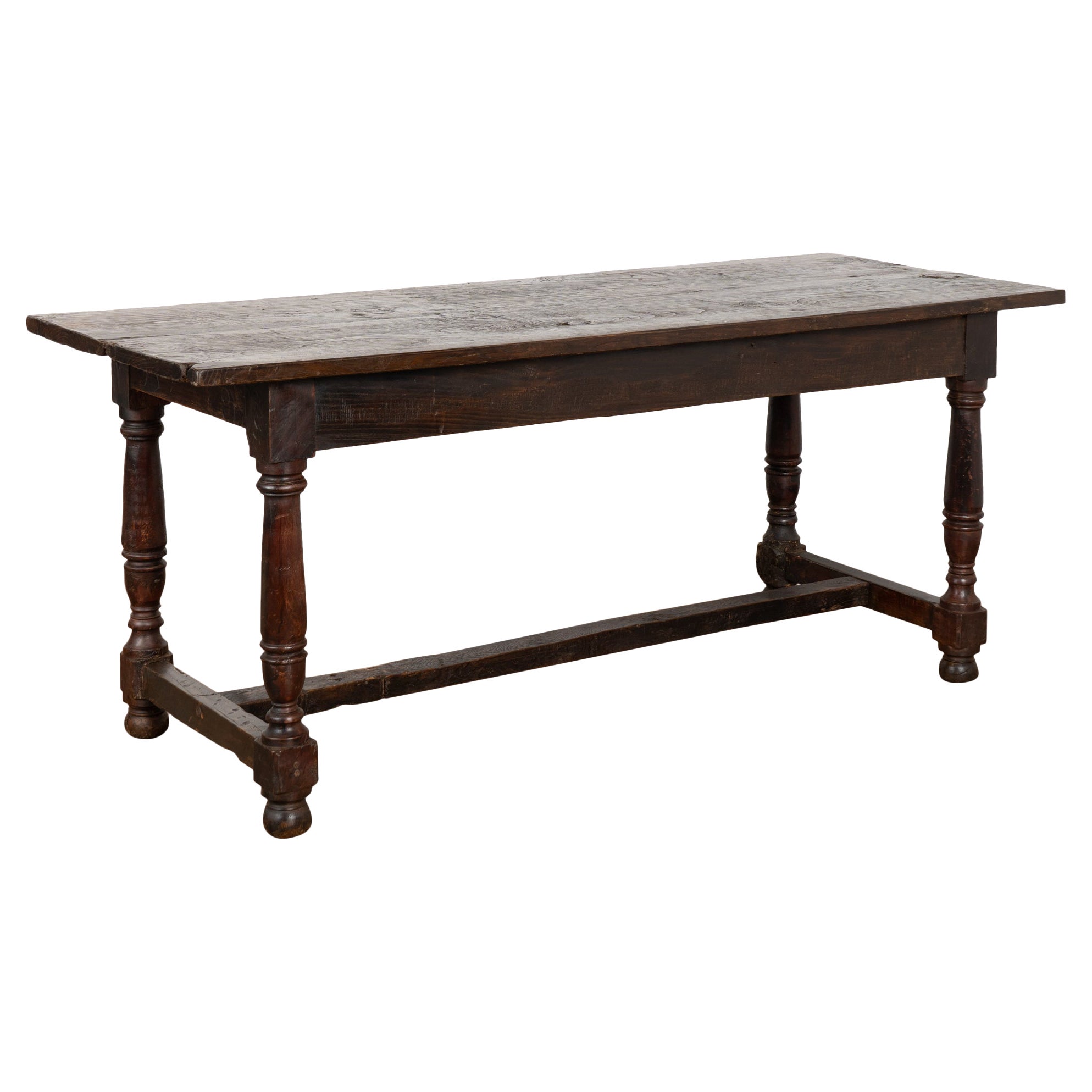 Table console espagnole en noyer foncé du 19e siècle en vente