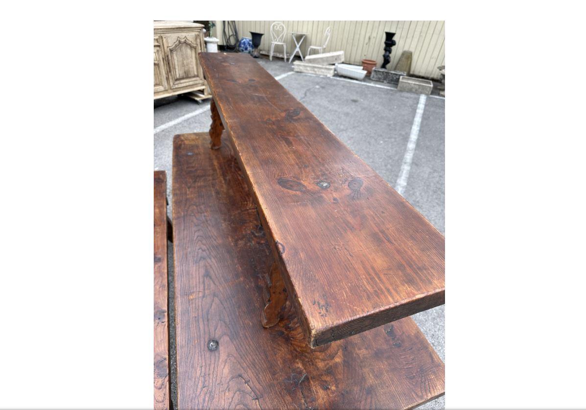 19th Century Spanish Dining Table and Benches In Good Condition For Sale In Nashville, TN