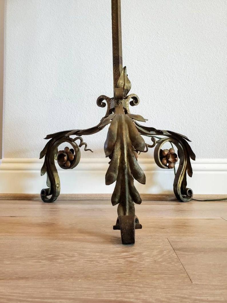 Patinated Addison Mizner Spanish Colonial Revival Candelabra Floor Lamp