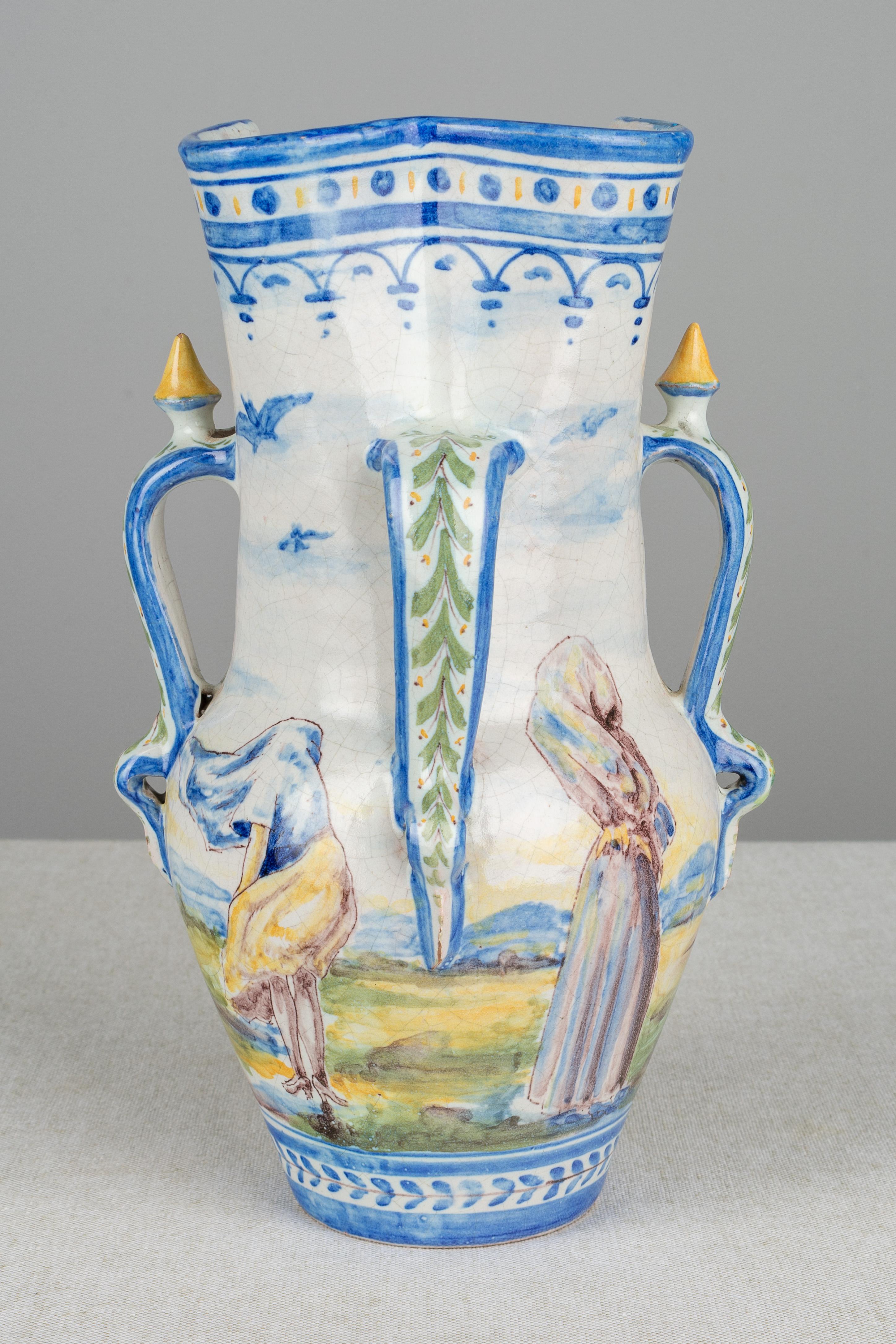 Hand-Painted 19th Century Spanish Faience Vase