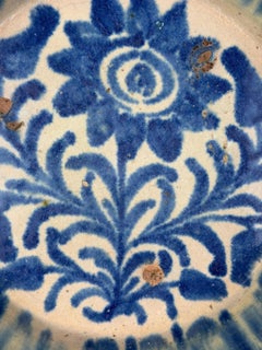 19th Century Spanish Fajalauza Blue and White Ceramic Bowl, Granada, 11in