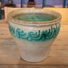 19th Century Spanish Fajalauza Pottery White & Green Glazed Terracotta Vase