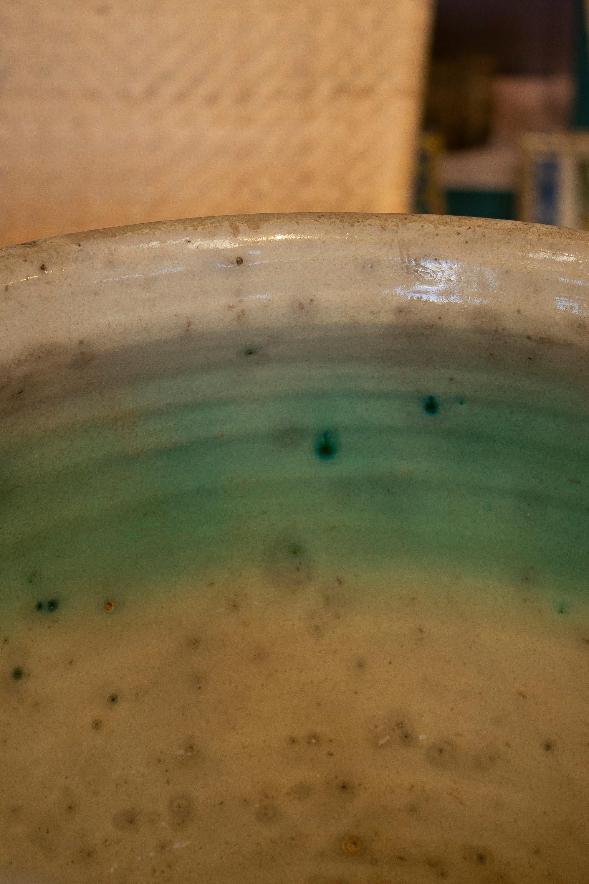 19th Century Spanish Fajalauza Pottery White & Green Glazed Terracotta Vase 2