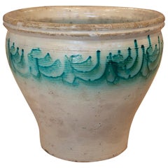 19th Century Spanish Fajalauza Pottery White & Green Glazed Terracotta Vase