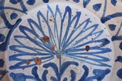 19th Century Spanish Fajalauza White and Blue Glazed Terracotta Plate