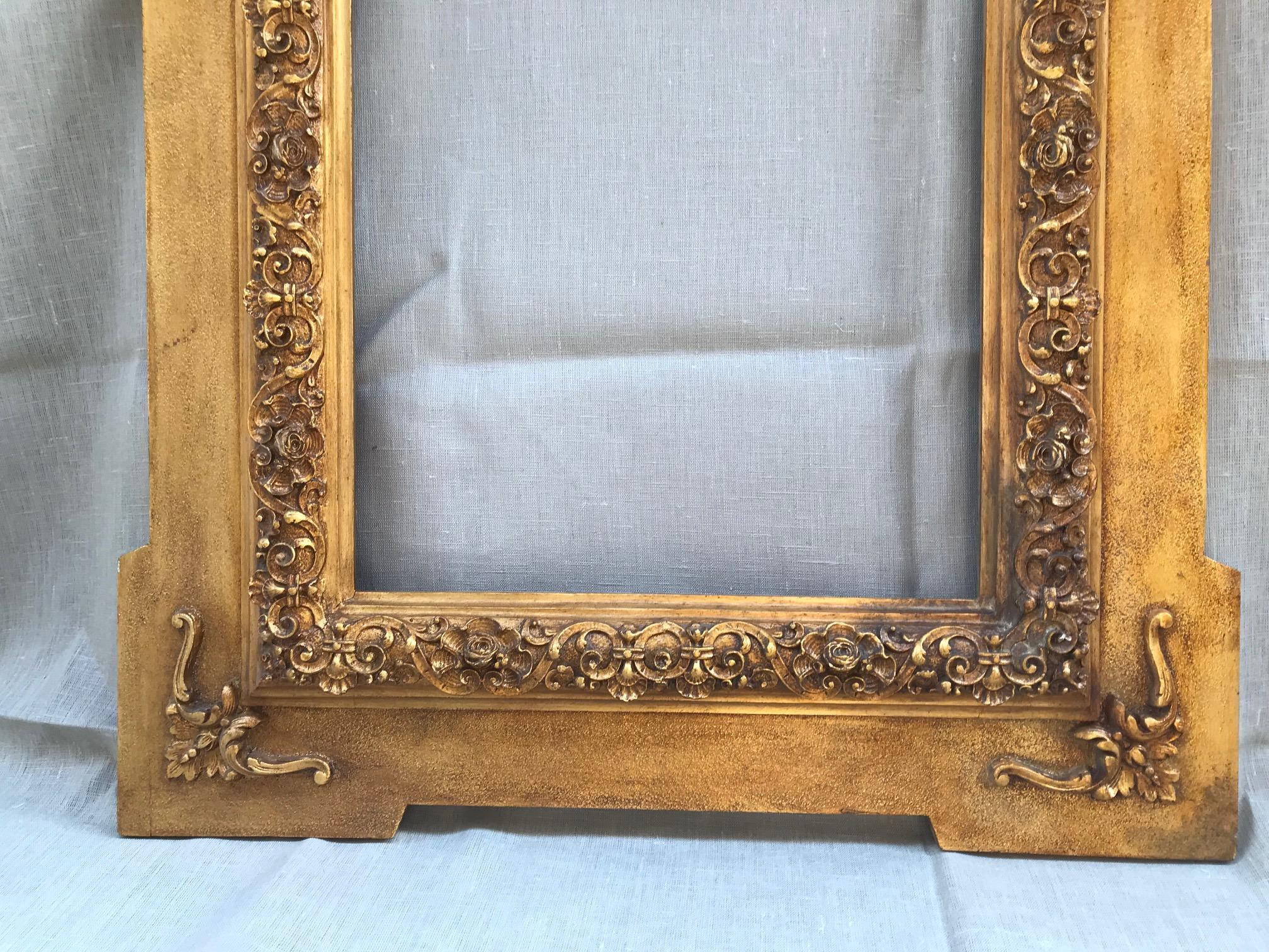 Other 19th Century Spanish Frame of Carved and Gilded Wood For Sale