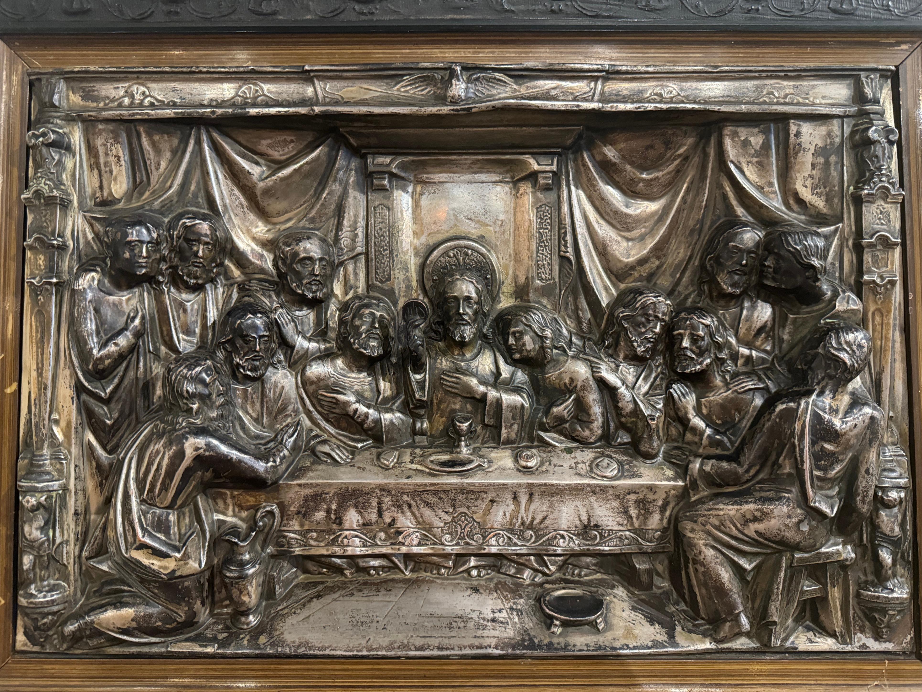 Decorate a wall with this antique frame depicting 