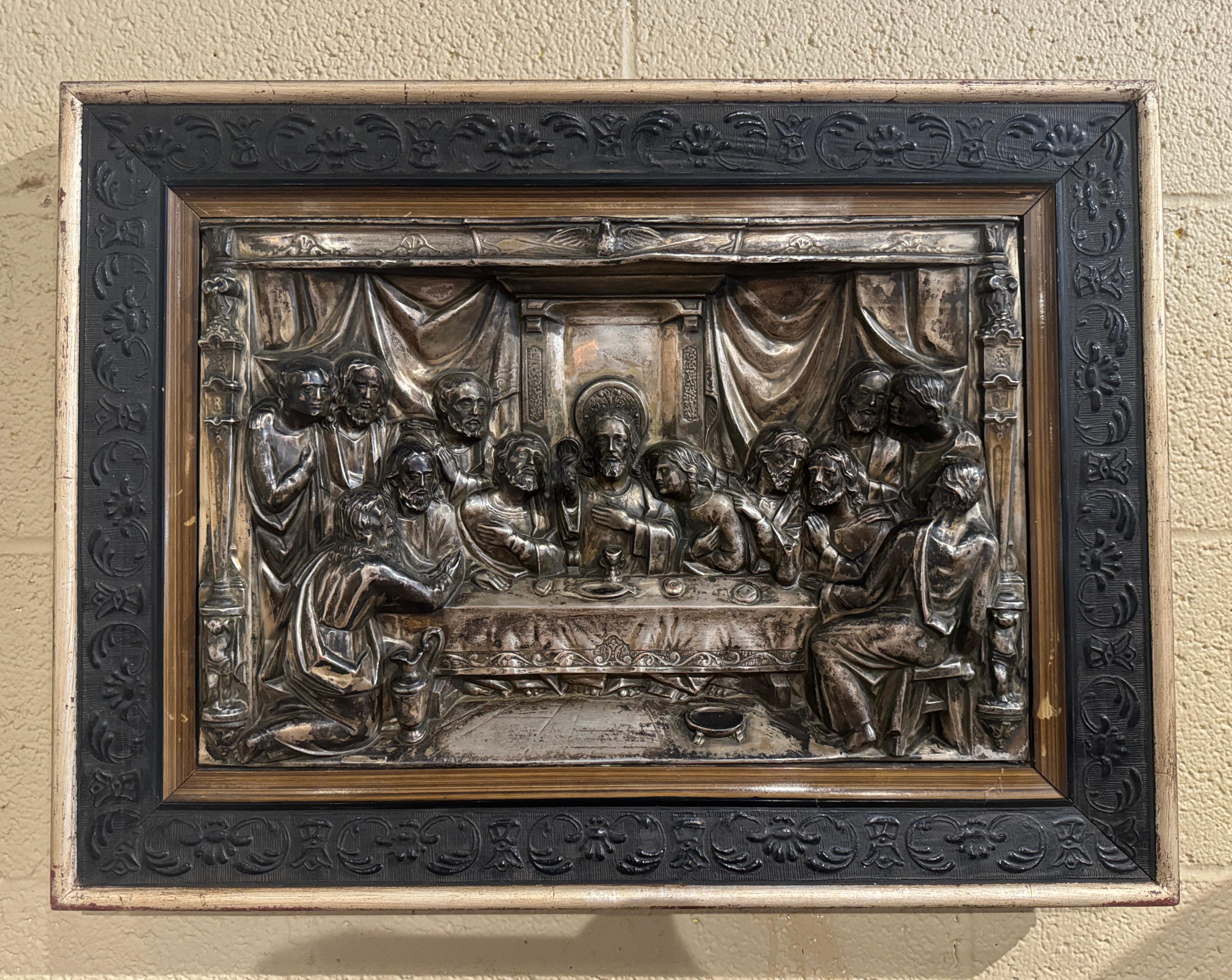 19th Century Spanish Framed Repousse Silverplated on Copper 