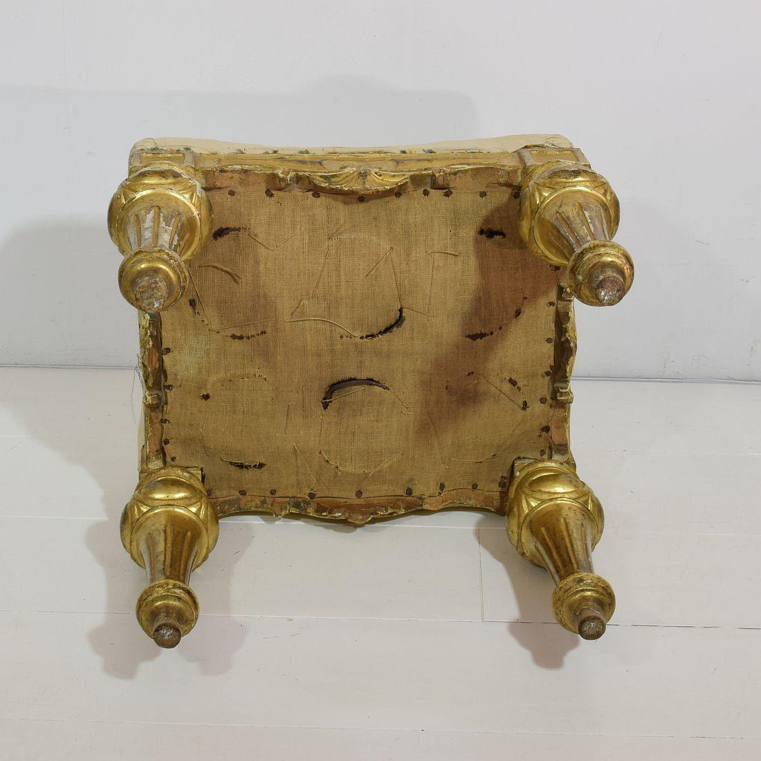 19th Century Spanish Gilded and Carved Stool or Tabouret 9