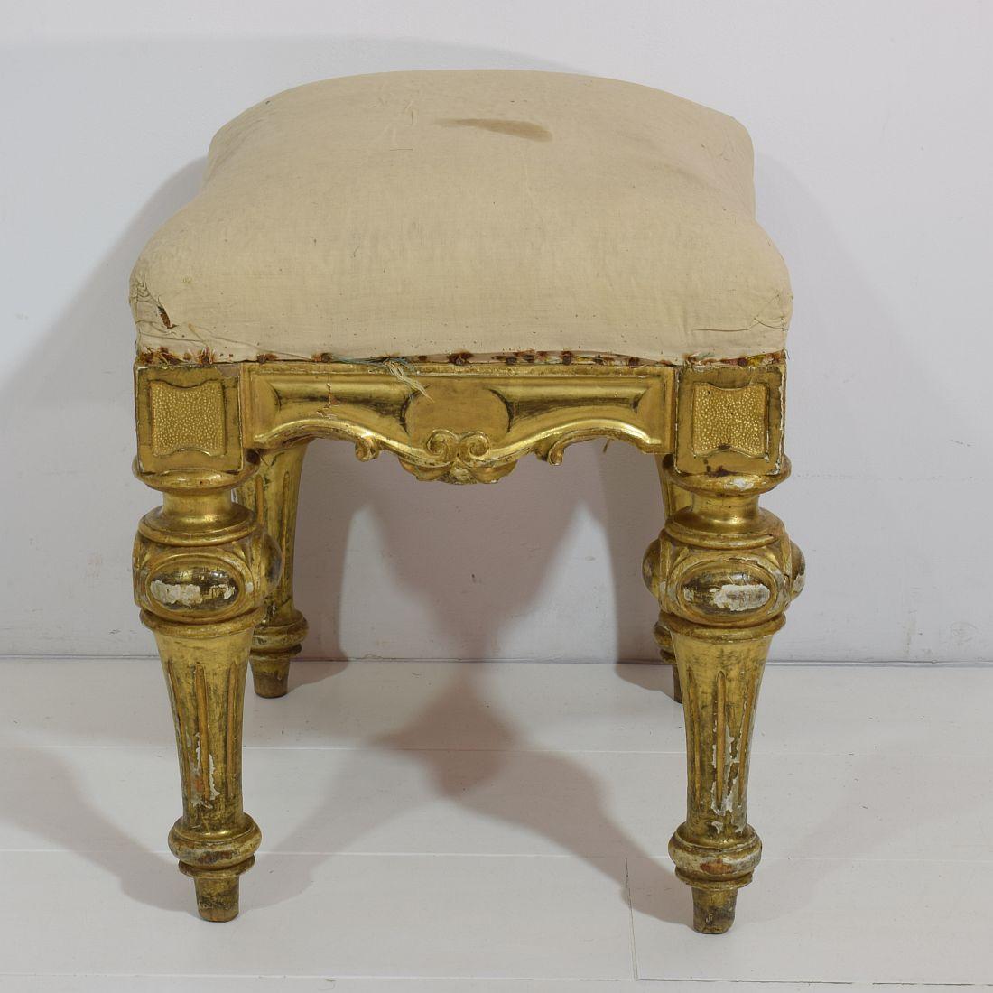 19th Century Spanish Gilded and Carved Stool or Tabouret 1
