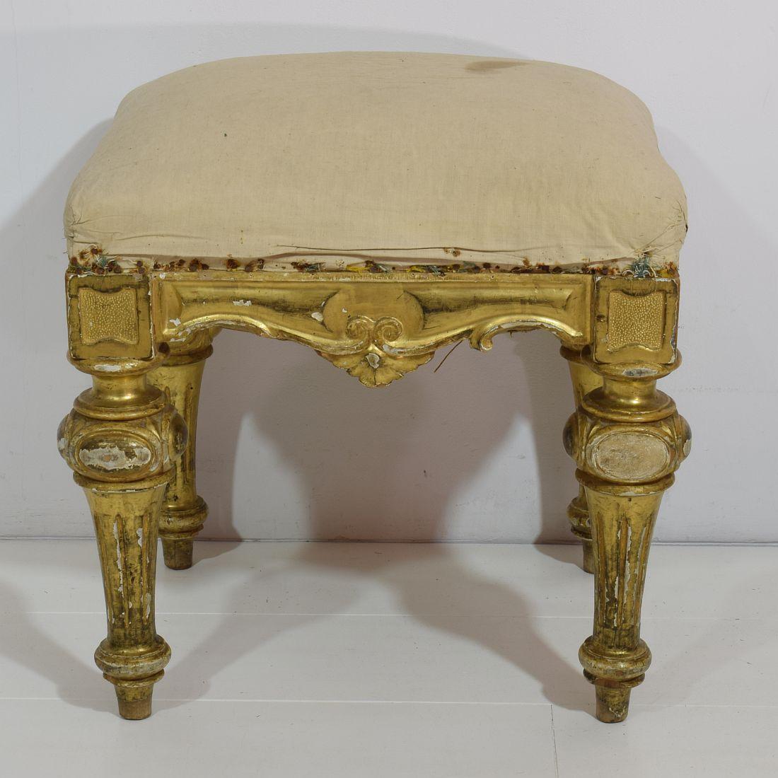 19th Century Spanish Gilded and Carved Stool or Tabouret 2