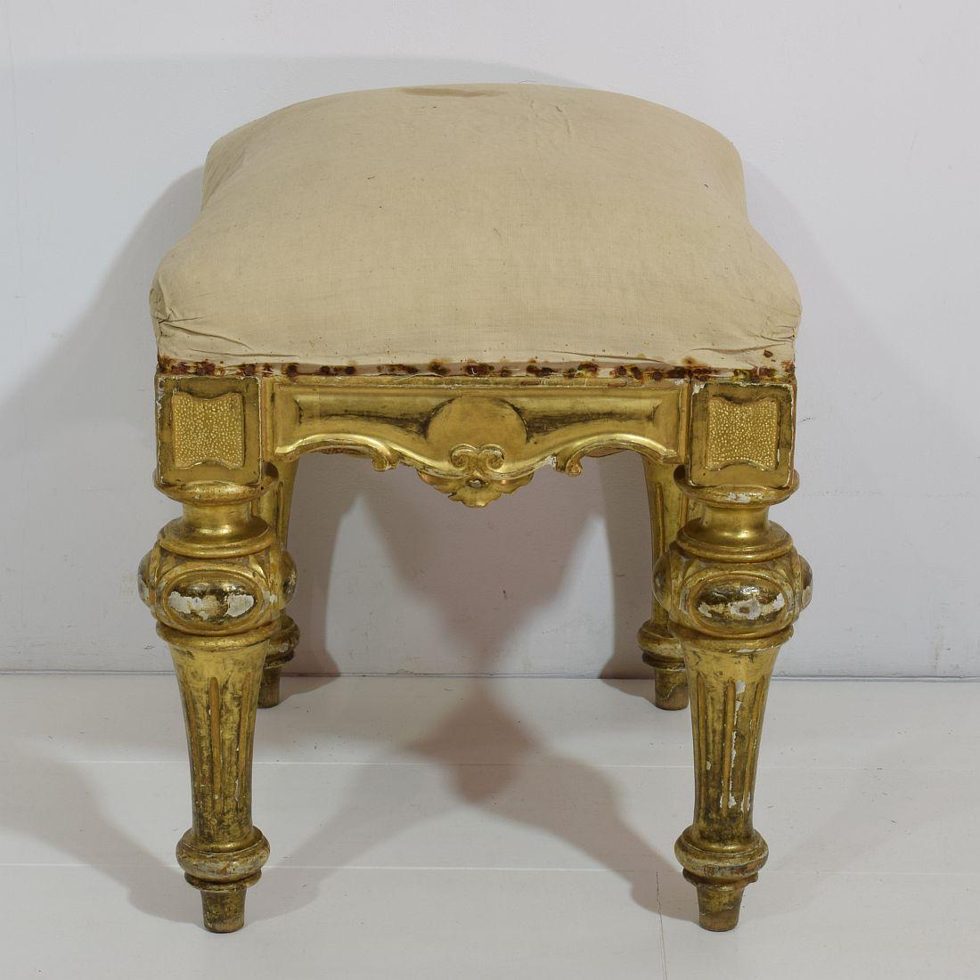 19th Century Spanish Gilded and Carved Stool or Tabouret 3