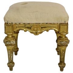 19th Century Spanish Gilded and Carved Stool or Tabouret