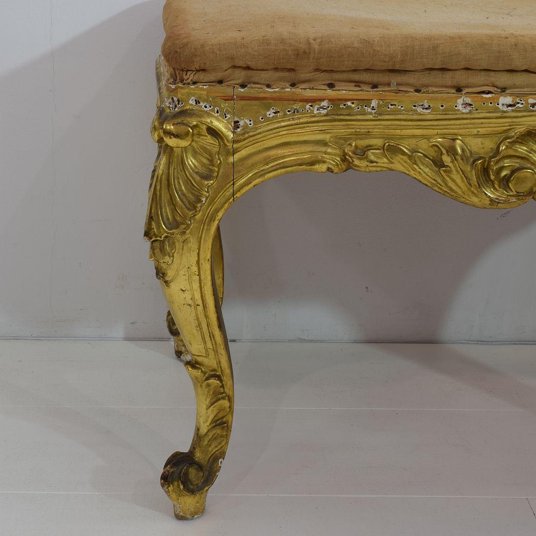 19th Century Spanish Gilded Louis XVI Style Carved Stool or Tabouret 5