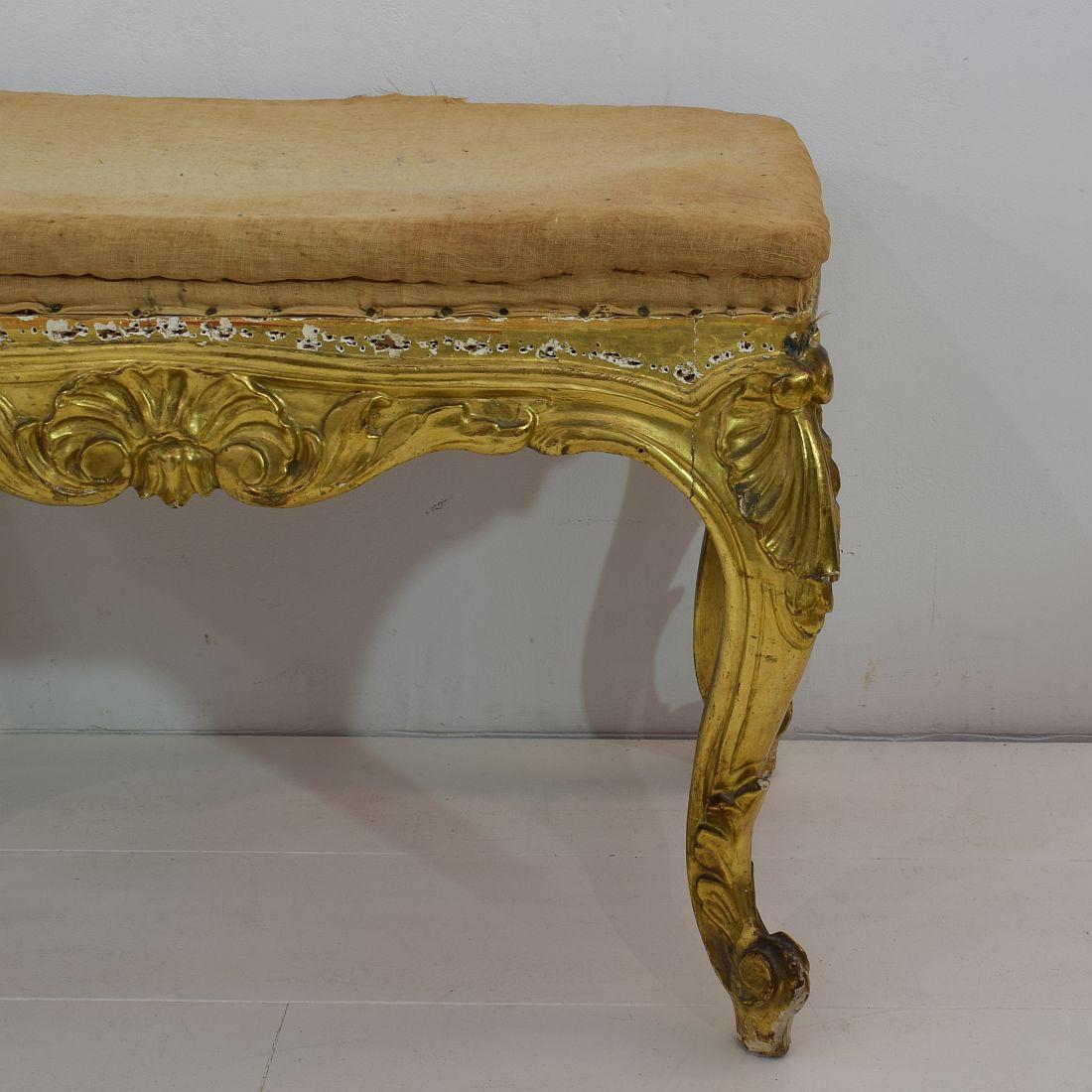 19th Century Spanish Gilded Louis XVI Style Carved Stool or Tabouret 7