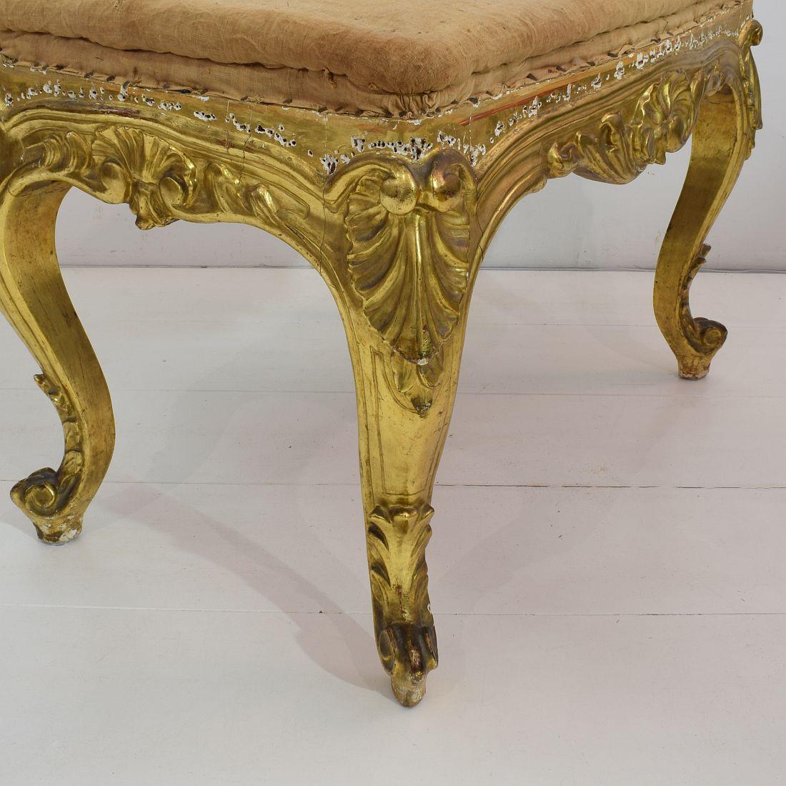 19th Century Spanish Gilded Louis XVI Style Carved Stool or Tabouret 8