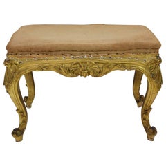 Tabouret ou tabouret espagnol du 19ème siècle sculpté et doré de style Louis XVI