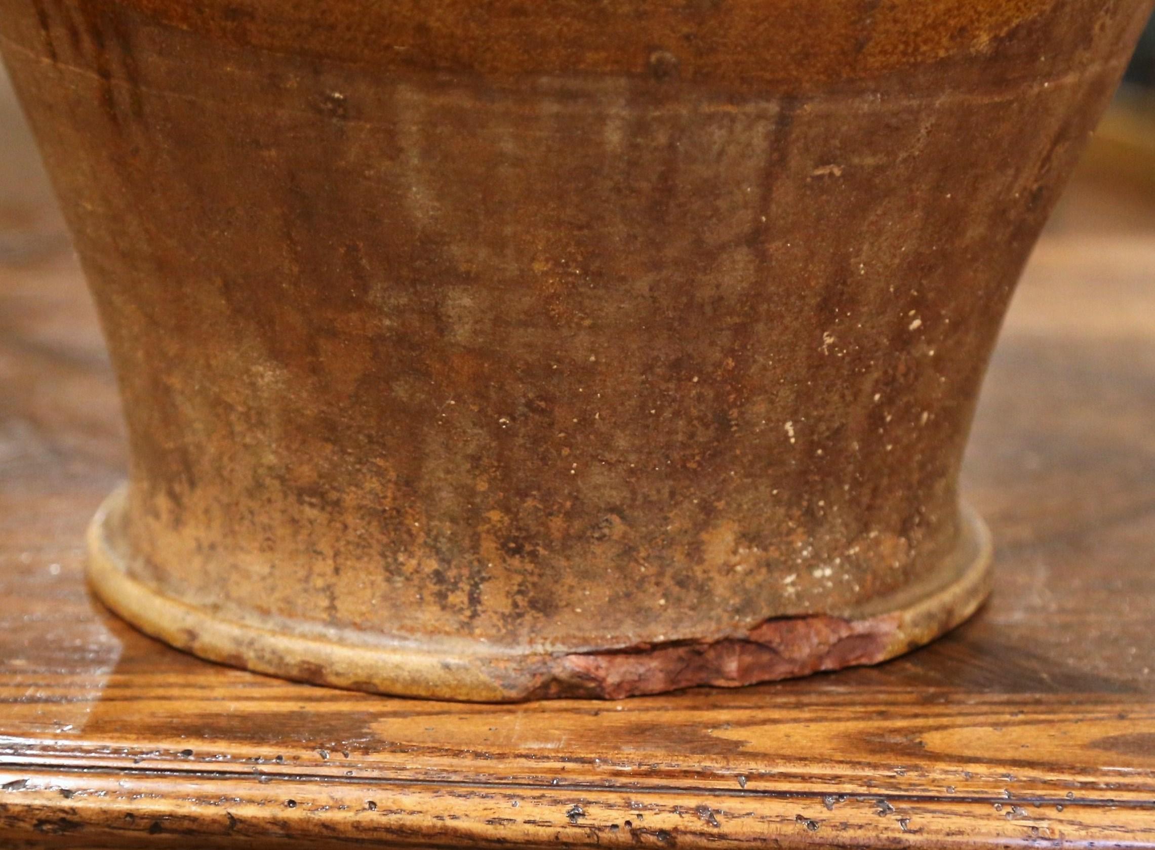 Hand-Painted 19th Century Spanish Glazed and Painted Terracotta Wine Jar