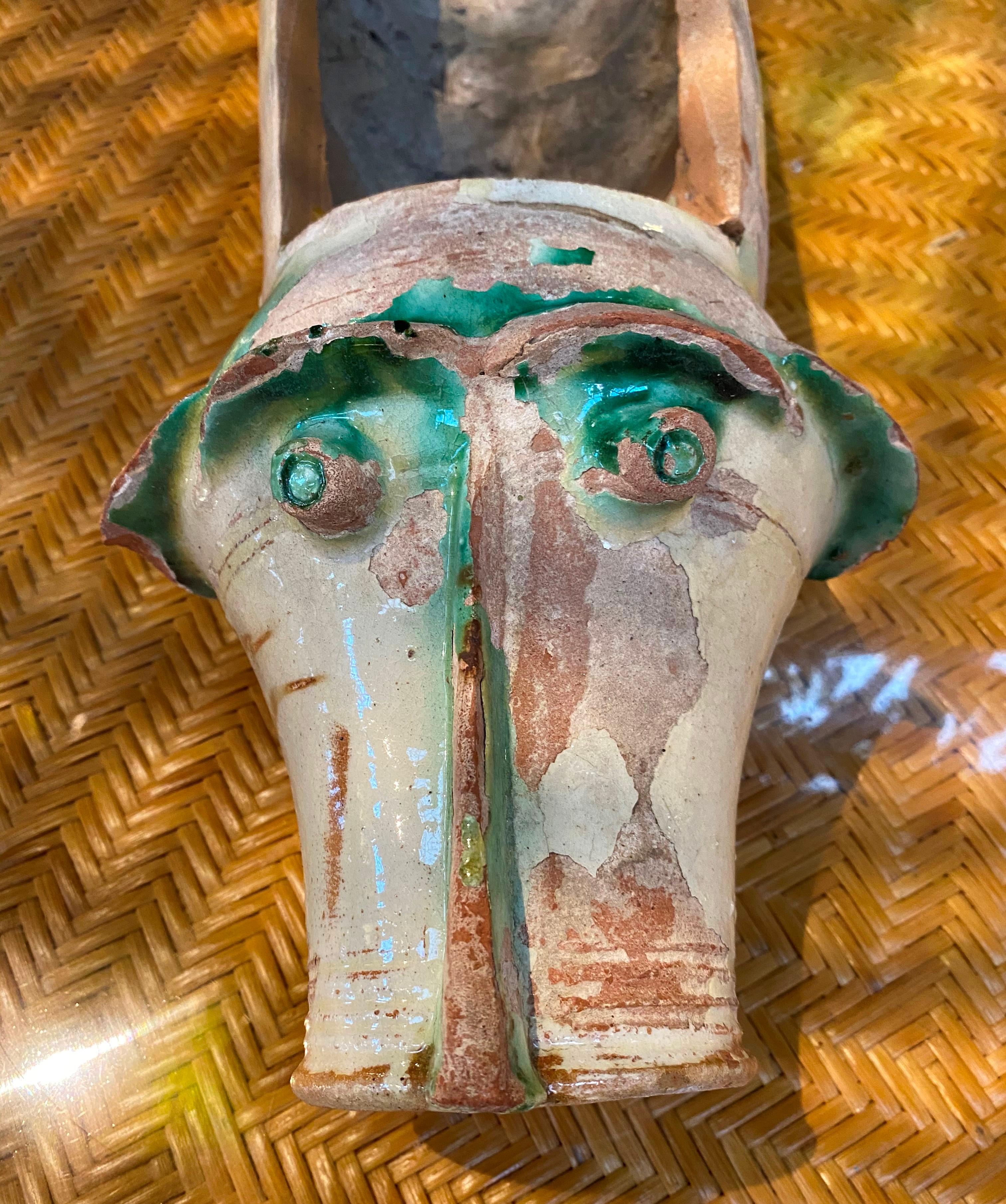19th Century Spanish Glazed Ceramic Gargoyle with Eyes and nose 7