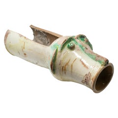 19th Century Spanish Glazed Ceramic Gargoyle with Eyes and nose
