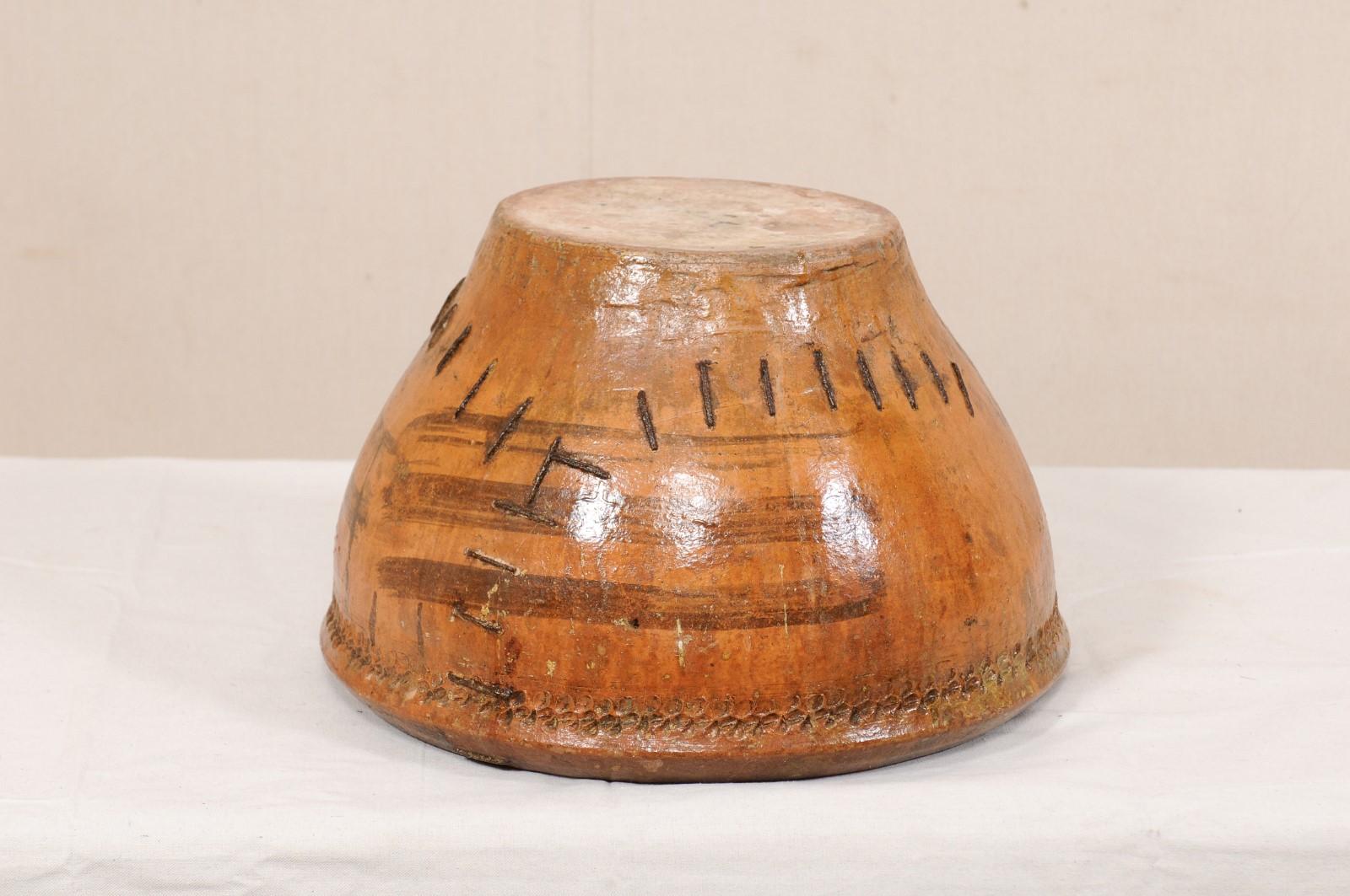 Pot en argile émaillée espagnole du 19ème siècle avec joli menthe ancien en vente 2