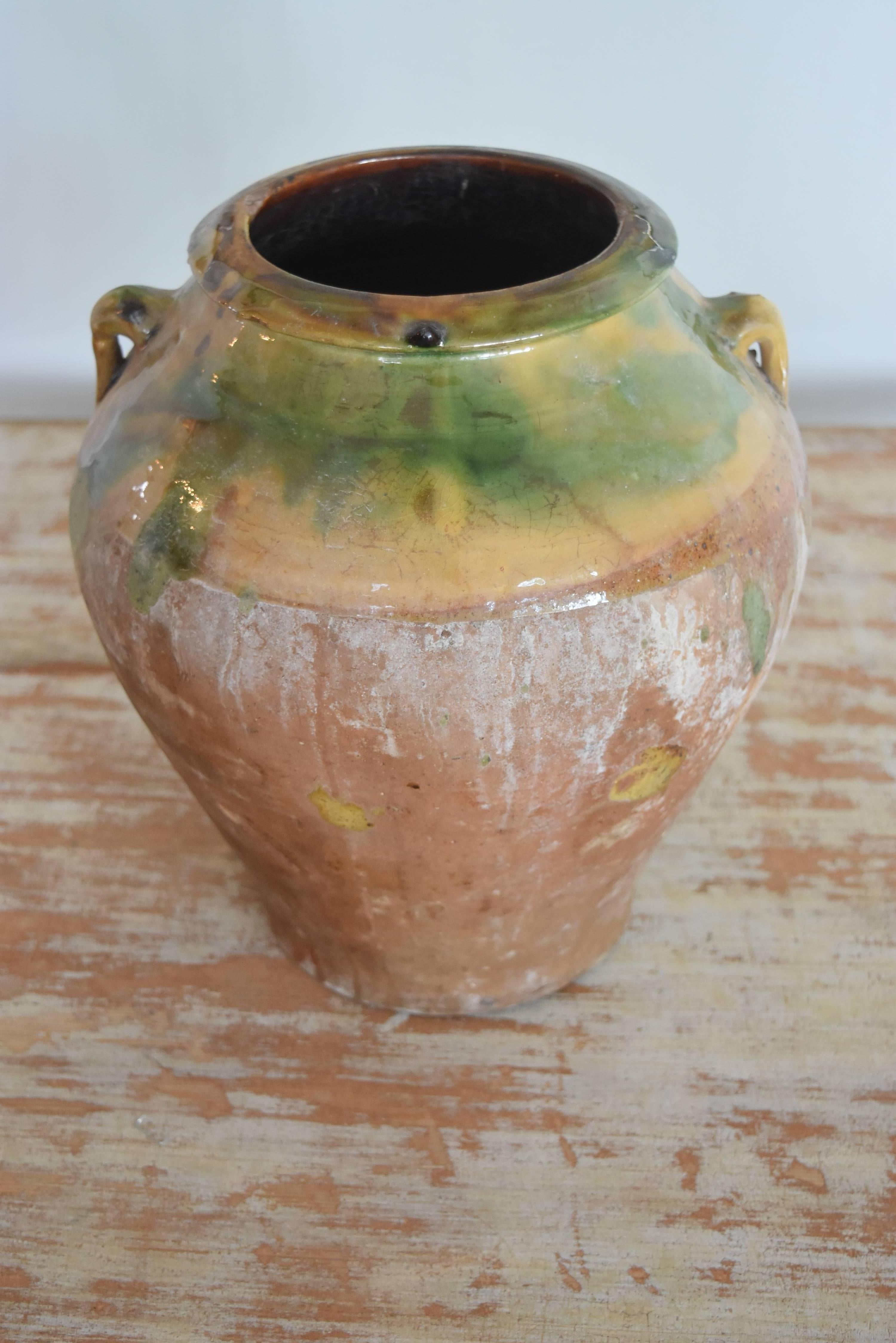 Earthenware 19th Century Spanish Glazed Pottery from Tarragona with Double Handles