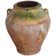 19th Century Spanish Glazed Pottery from Tarragona with Double Handles