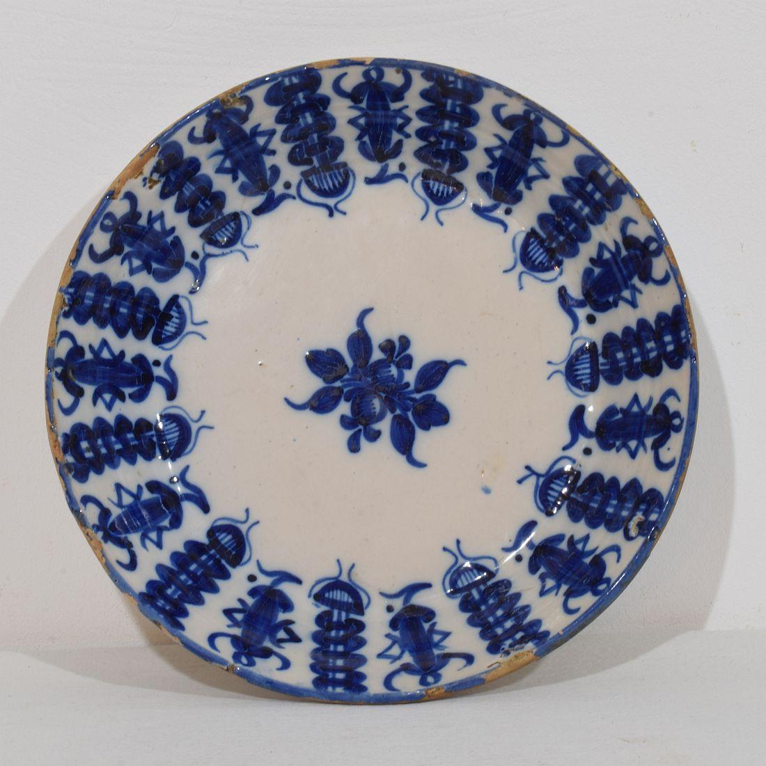 Beautiful weathered piece of pottery from Spain. Amazing blue decoration
Spain circa 1850
Good but weathered condition.