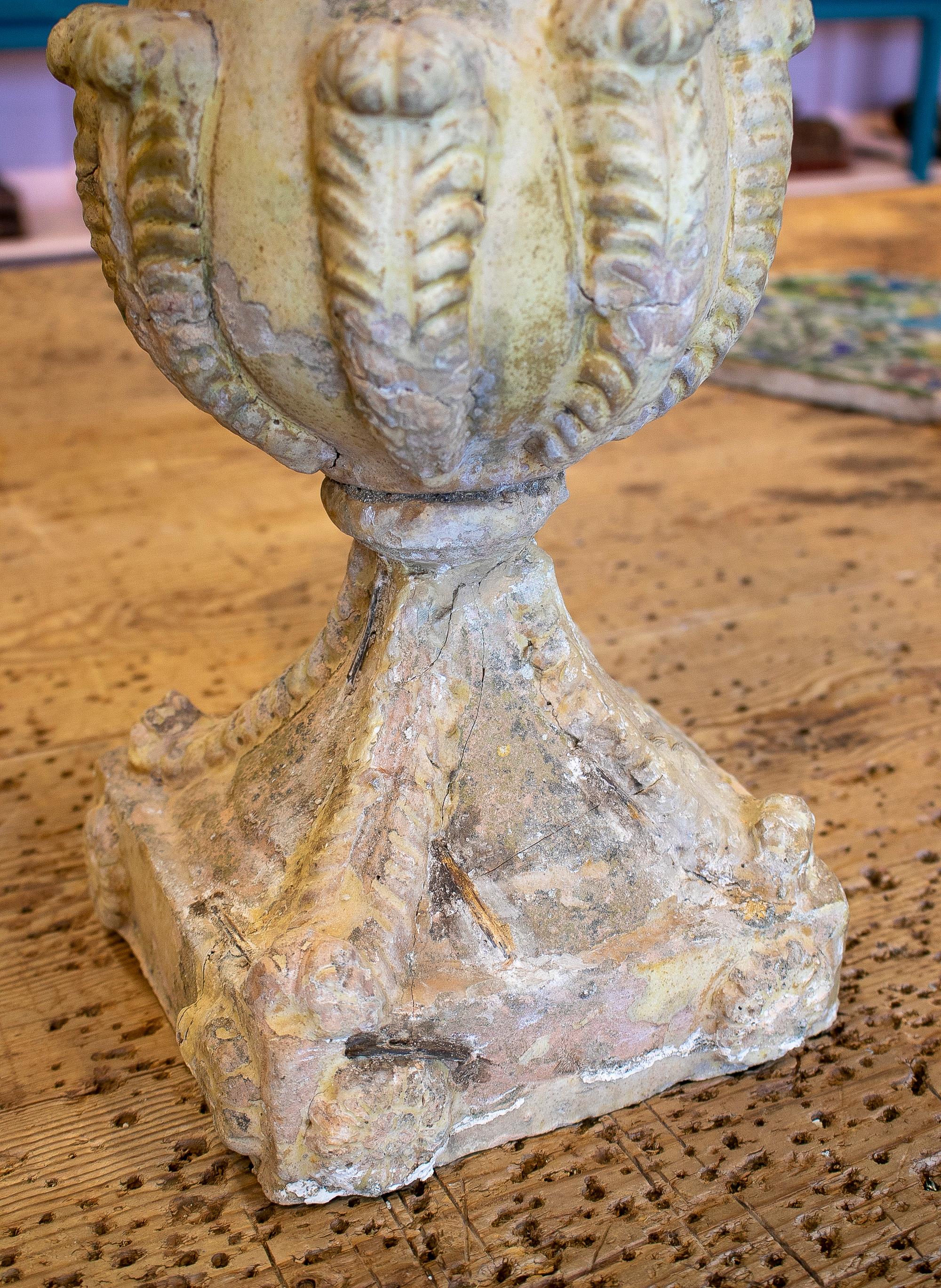 19th Century Spanish Glazed Terracotta Finial w/ Iron Staples Restoration For Sale 8