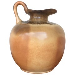 19th Century Spanish Glazed Terracotta Jug, Pot or Pitcher with Handle
