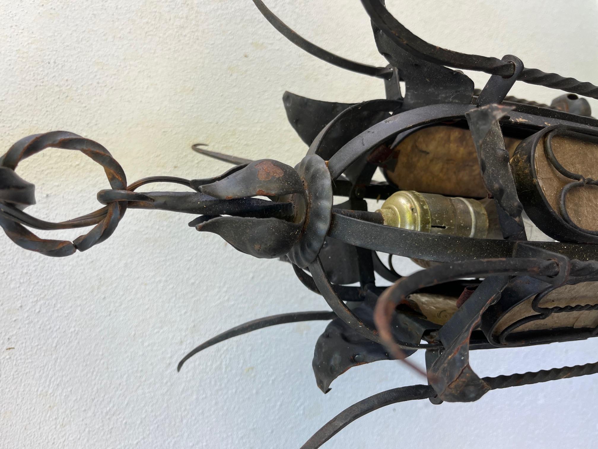 19th Century Spanish Gothic Style Wrought Iron Portico Lantern. For Sale 6