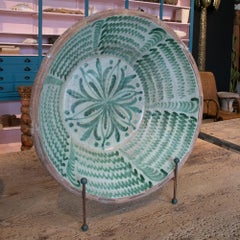 19th Century Spanish Granada Fajalouza "Lebrillo" Glazed Terracotta Bowl