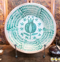 19th Century Spanish Granada Fajalouza "Lebrillo" Glazed Terracotta Bowl