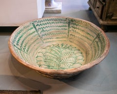 19th Century Spanish Granada Fajalouza "Lebrillo" Glazed Terracotta Bowl