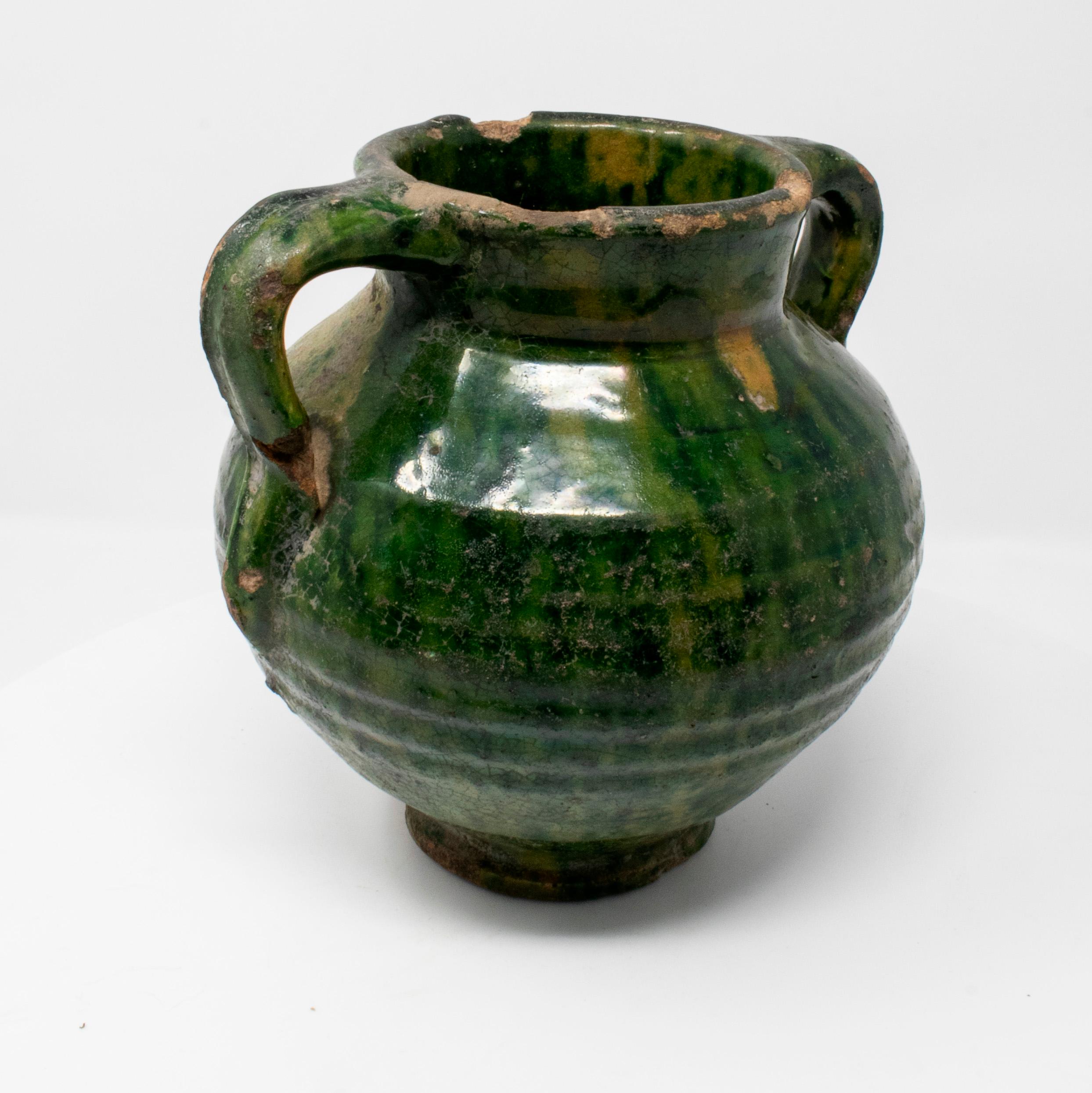 vintage green ceramic vase