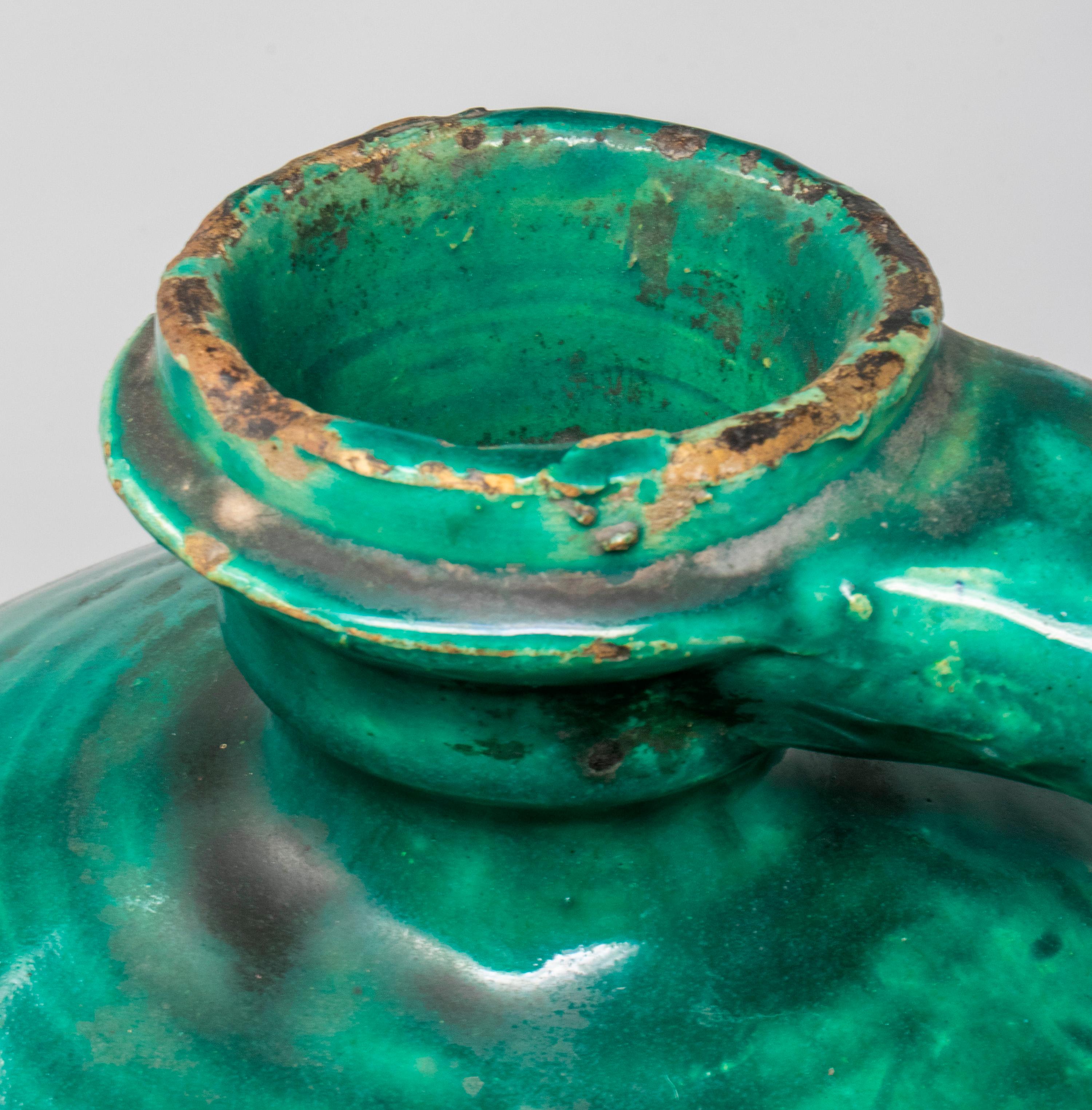 19th Century Spanish Green Glazed Closed Vase with Original Lid 2