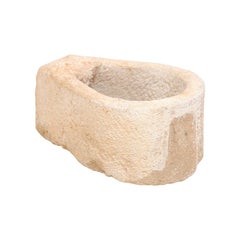 19th Century Spanish Hand Carved Limestone Trough in Lovely Teardrop Shape