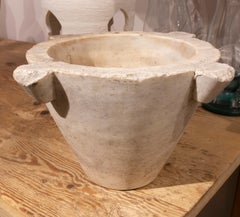 19th Century Spanish Hand Carved Pharmacy Marble Mortar