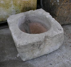 19th Century Spanish Hand Carved Round Stone Trough