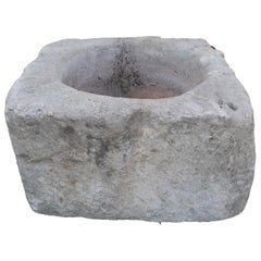 19th Century Spanish Hand Carved Round Stone Trough