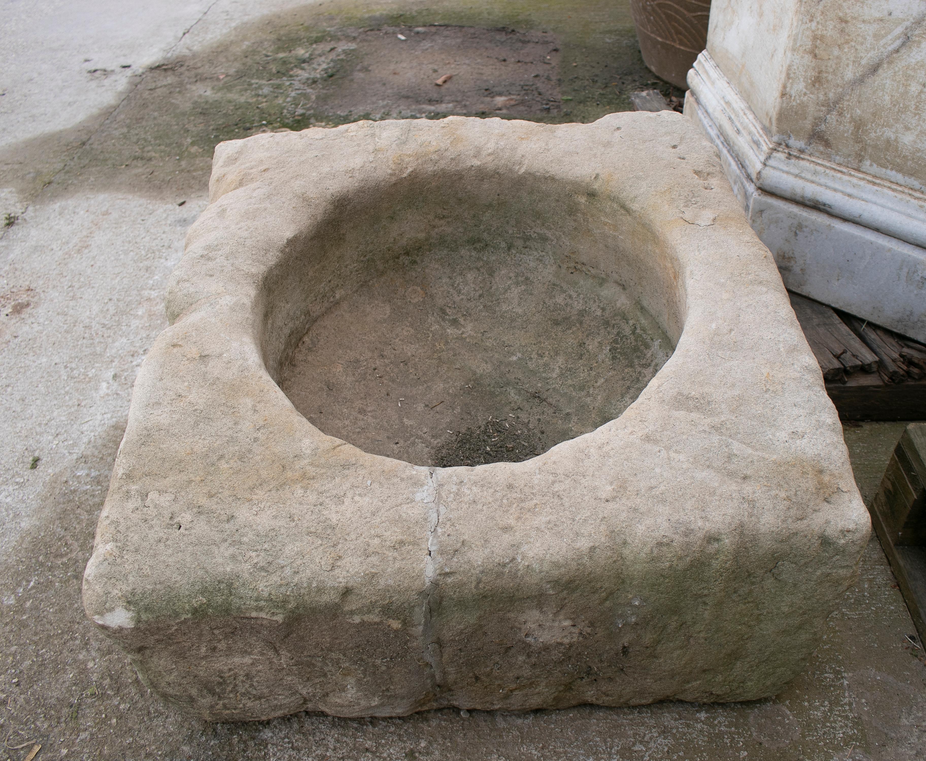 19th Century Spanish Hand Carved Stone Trough For Sale 8