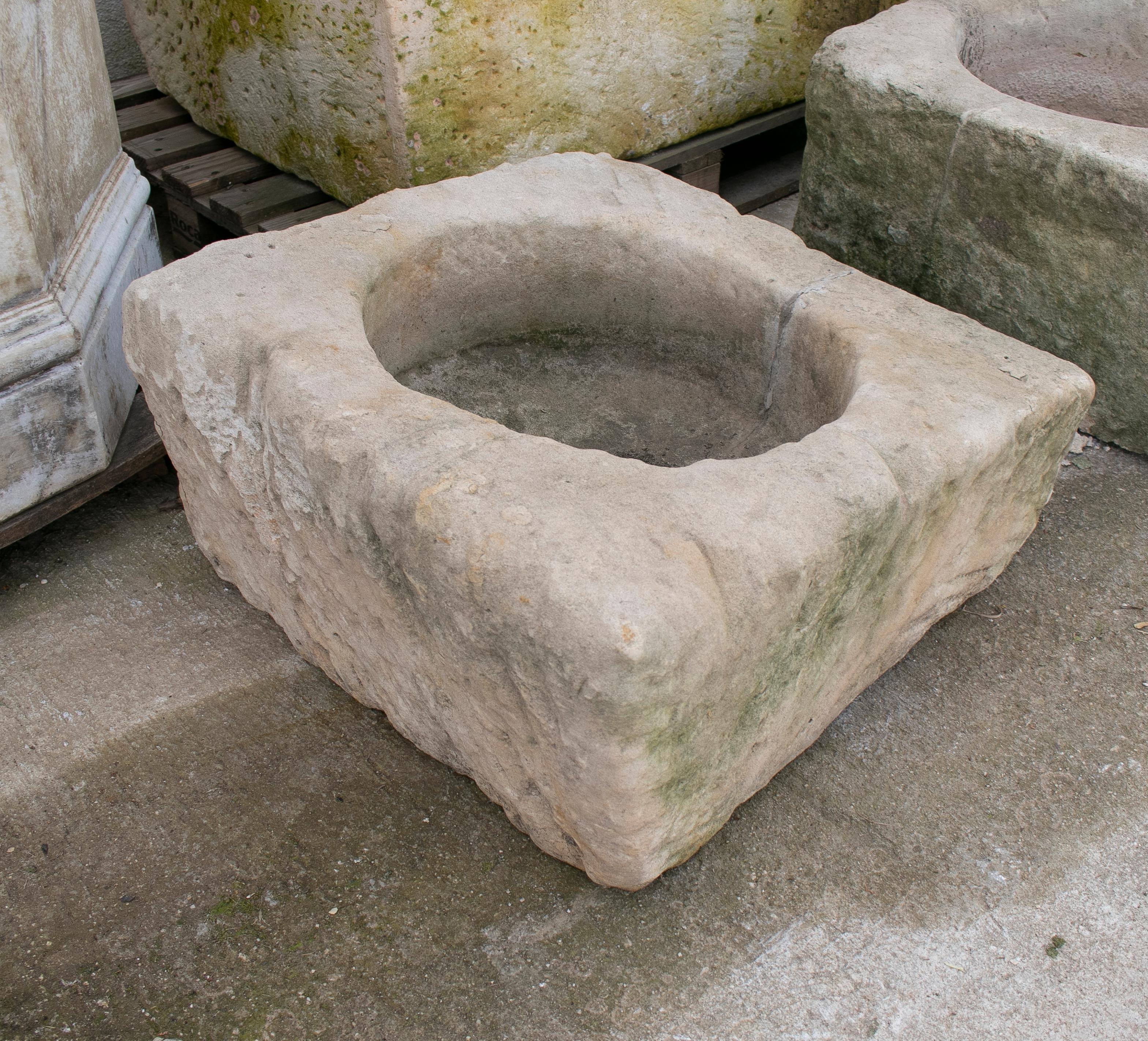 19th Century Spanish Hand Carved Stone Trough For Sale 1