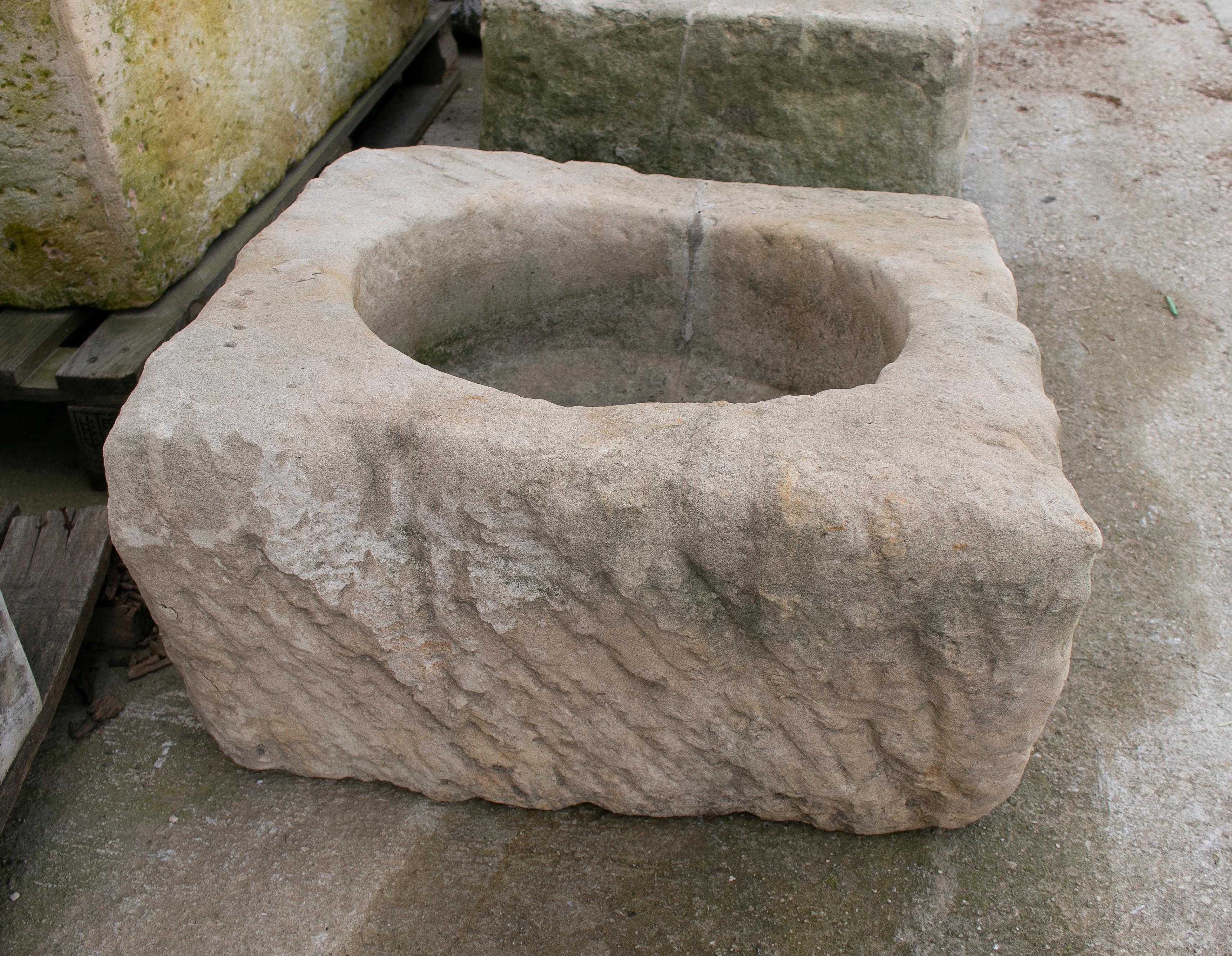 19th Century Spanish Hand Carved Stone Trough For Sale 2