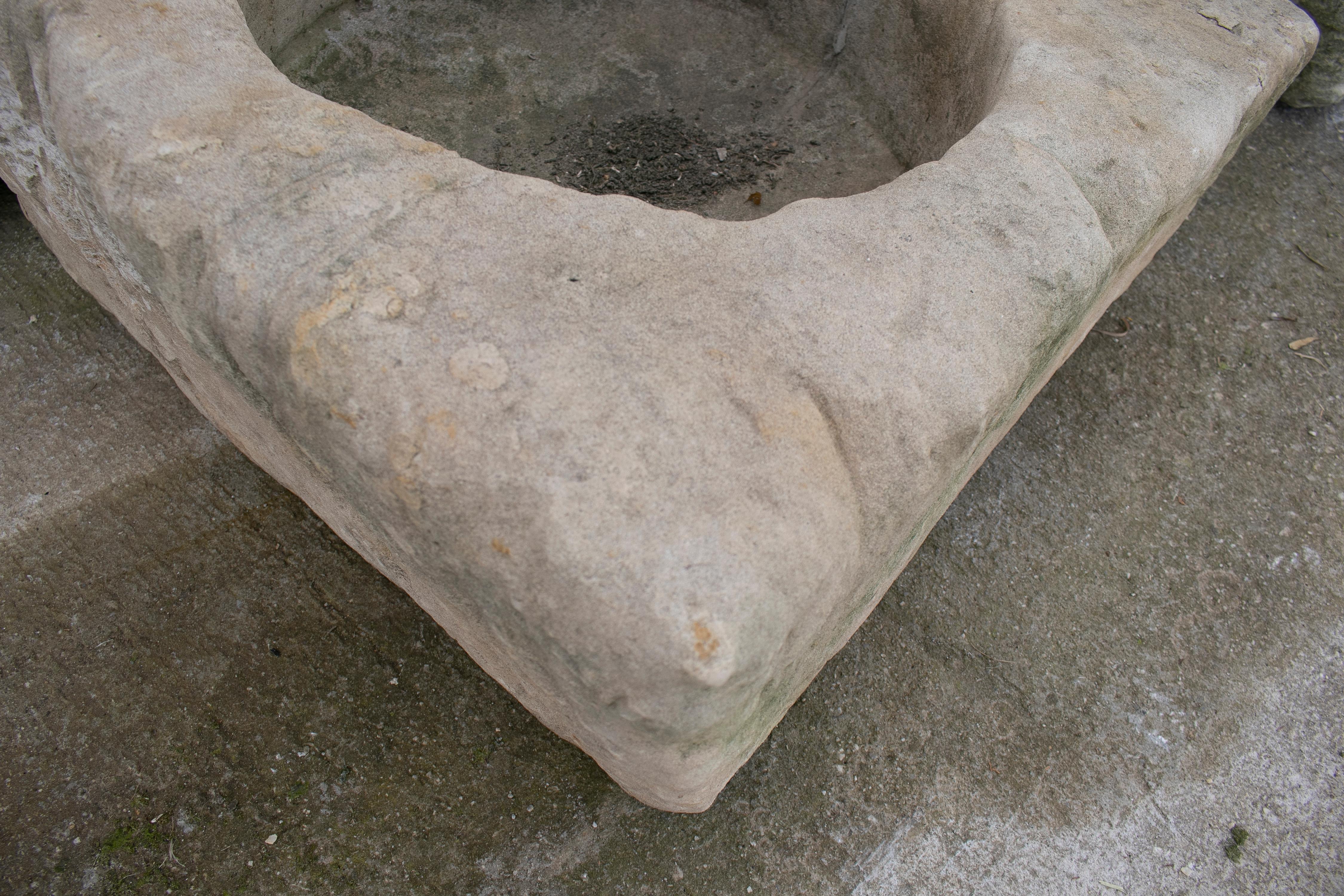 19th Century Spanish Hand Carved Stone Trough For Sale 3
